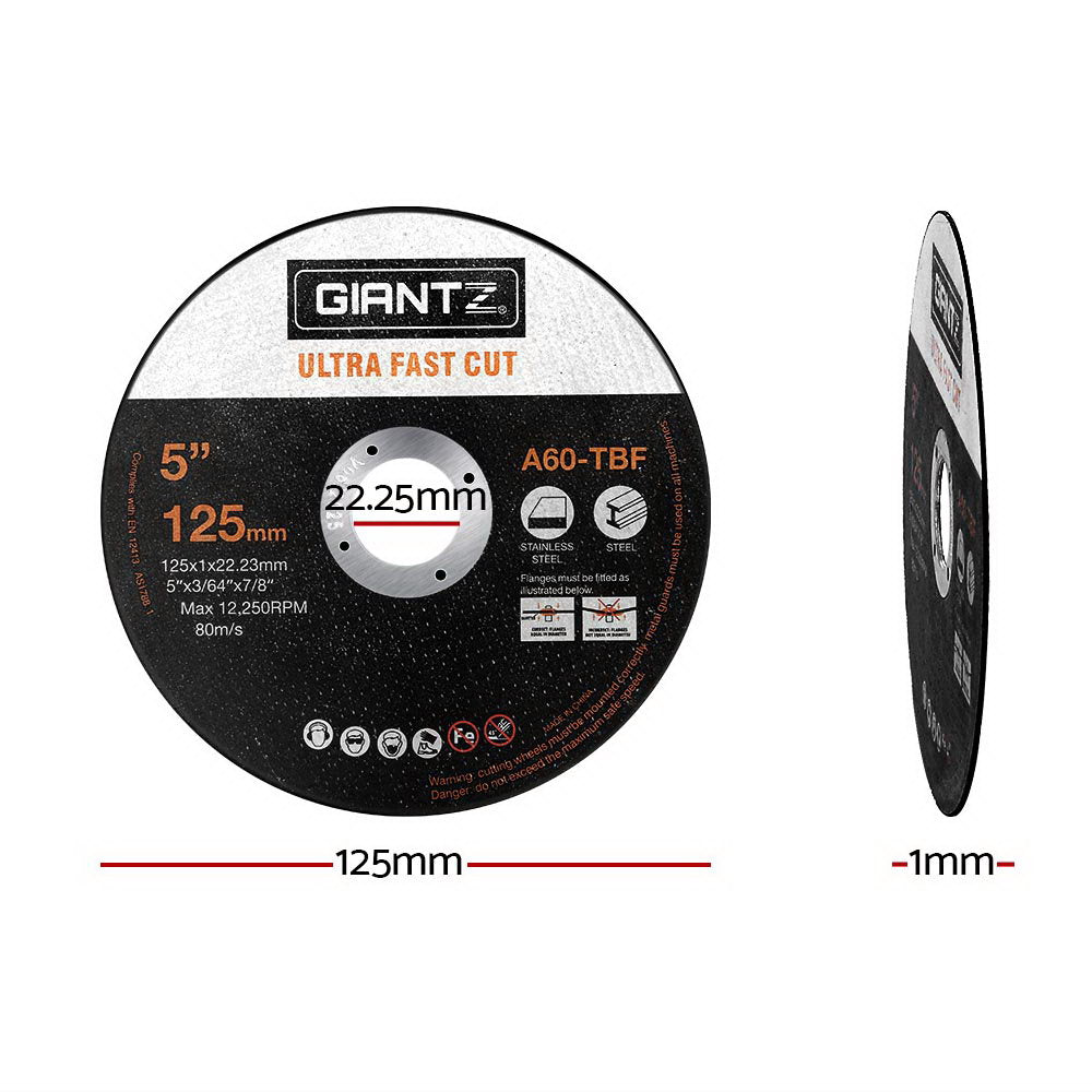 DS NA 100-Piece Cutting Discs 5" 125mm Angle Grinder Thin Cut Off Wheel Metal