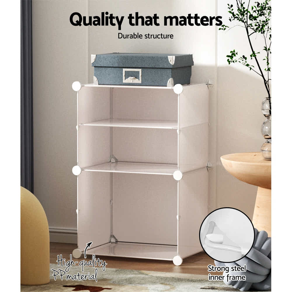 DS NA Artiss Shoe Cabinet DIY Shoe Box White Storage Portable Organiser Stand