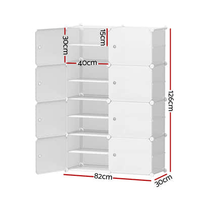 DS NA Artiss Shoe Cabinet DIY Storage Shoe Box White Portable Organiser Stand