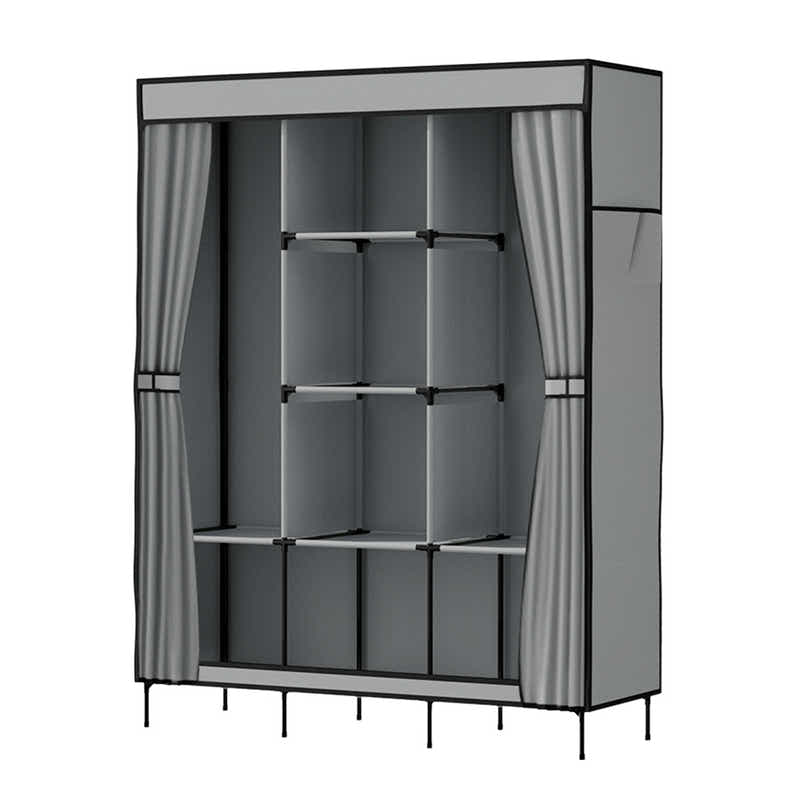 Artiss Clothes Wardrobe Storage Large Portable Organiser with Shelf Grey