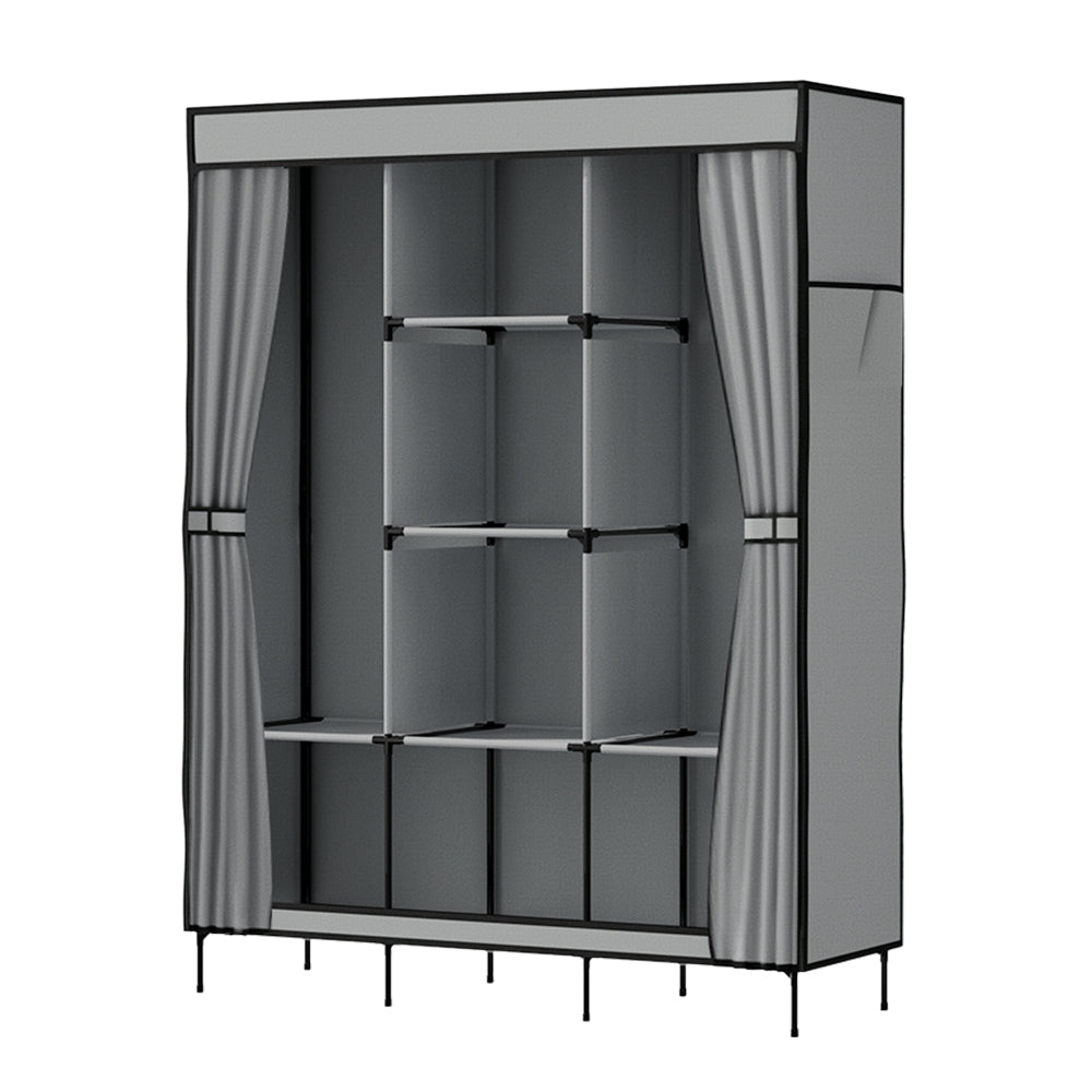 DS NA Artiss Clothes Wardrobe Storage Large Portable Organiser with Shelf Grey