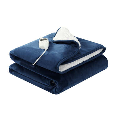 DS NA Electric Throw Rug Heated Blanket Washable Snuggle Flannel Winter Navy