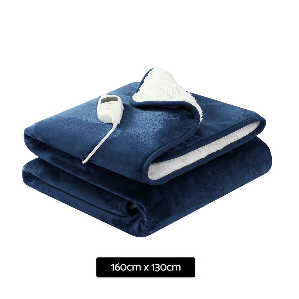 DS NA Electric Throw Rug Heated Blanket Washable Snuggle Flannel Winter Navy