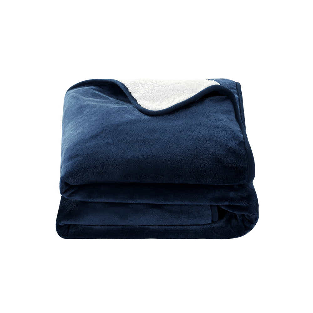 DS NA Electric Throw Rug Heated Blanket Washable Snuggle Flannel Winter Navy