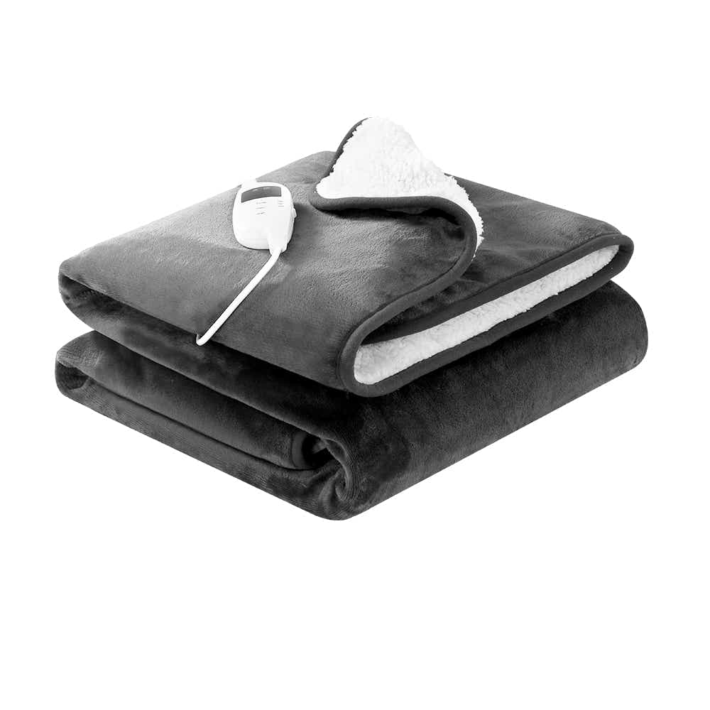 DS NA Electric Throw Rug Heated Blanket Washable Snuggle Flannel Winter Grey