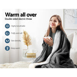 DS NA Electric Throw Rug Heated Blanket Washable Snuggle Flannel Winter Grey
