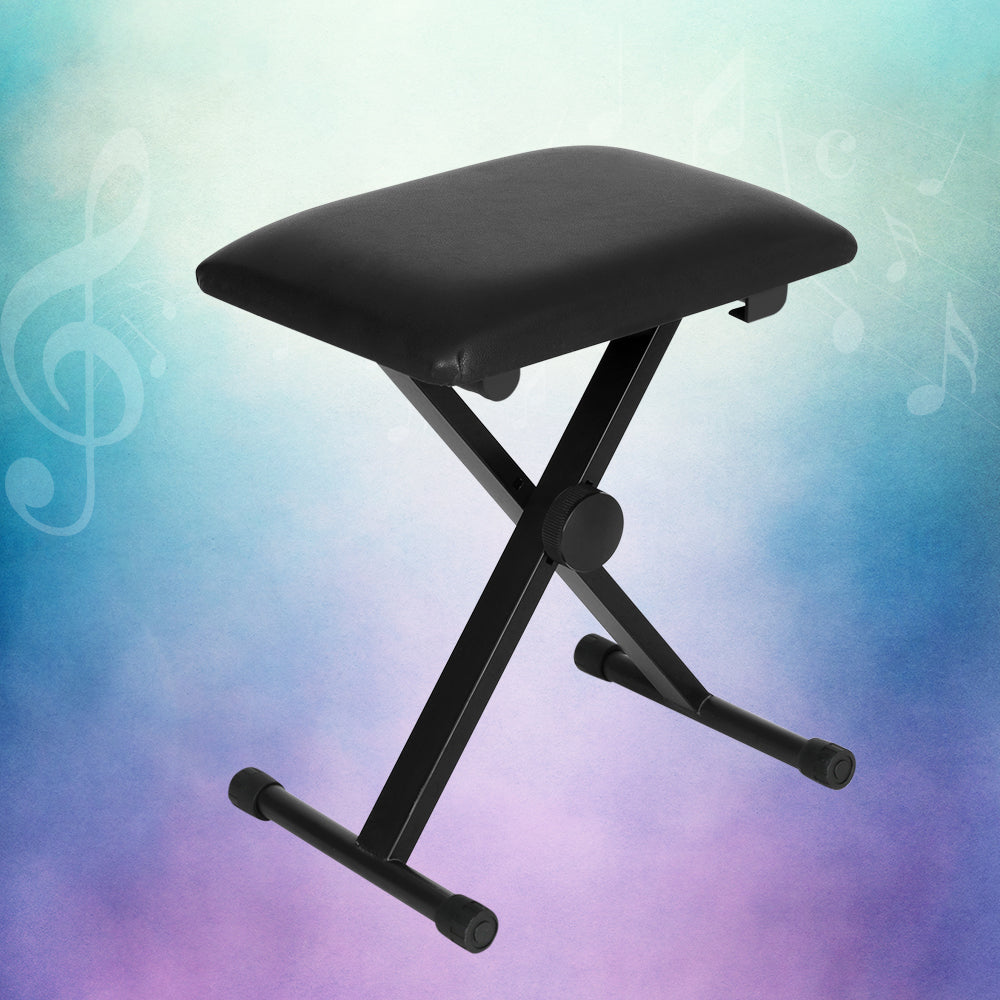 DS NA  Piano Stool Adjustable Height Keyboard Seat Portable Bench Chair Black