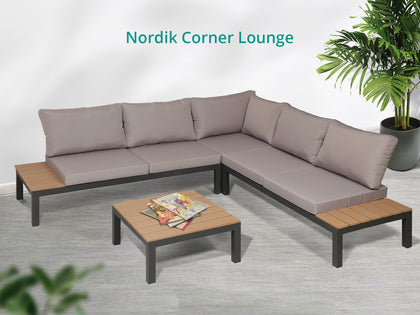 Nordik Corner Lounge Black and Teak