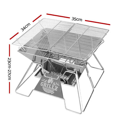 DS NA Camping Fire Pit BBQ 2-in-1 Grill Smoker Outdoor Portable Stainless Steel