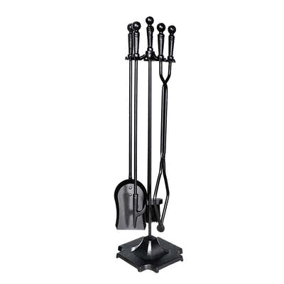 DS NA Grillz Fireplace Tool Set Fire Place Tools Poker Brush Shovel Stand Tongs