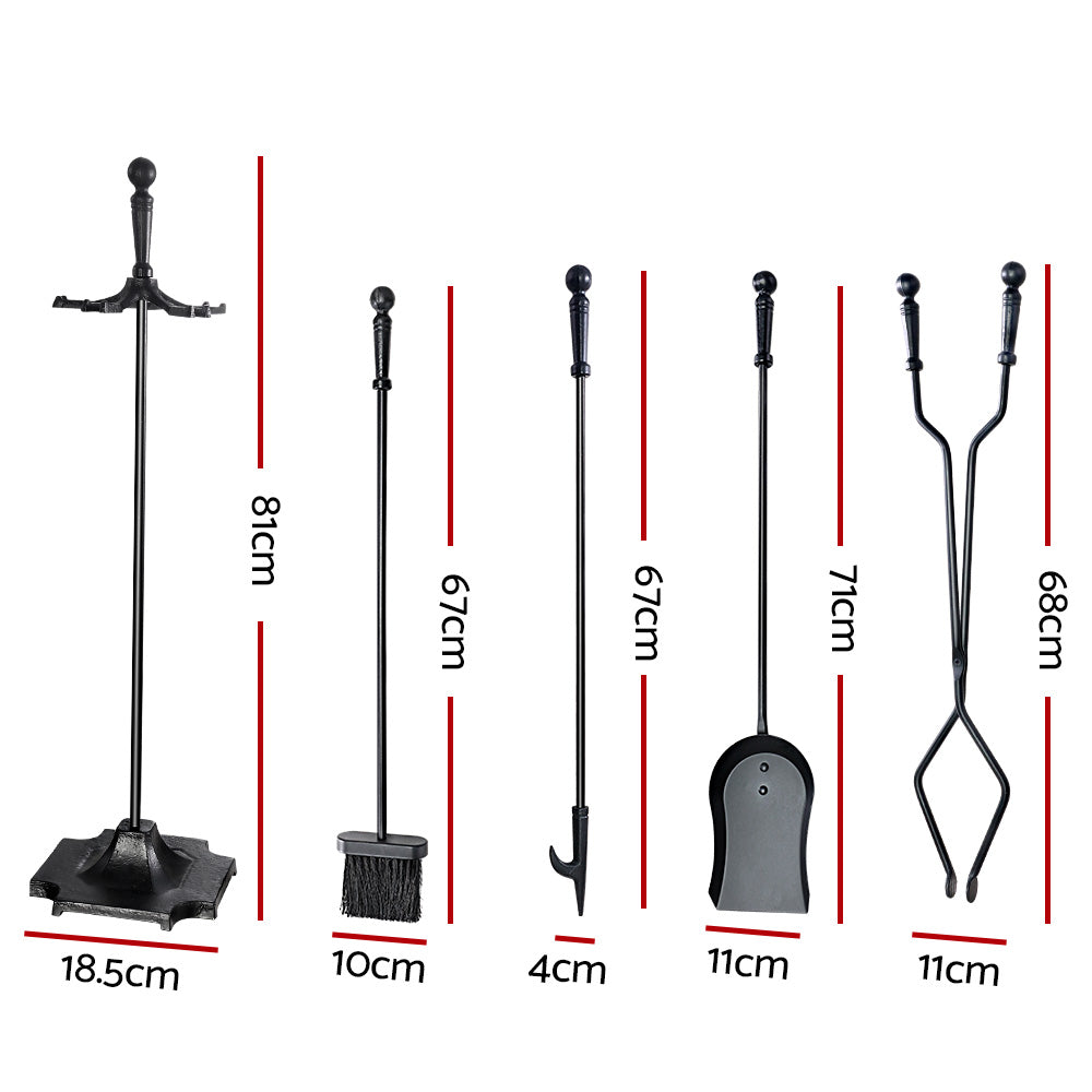 DS NA Grillz Fireplace Tool Set Fire Place Tools Poker Brush Shovel Stand Tongs