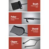 DS NA Grillz Fireplace Tool Set Fire Place Tools Poker Brush Shovel Stand Tongs