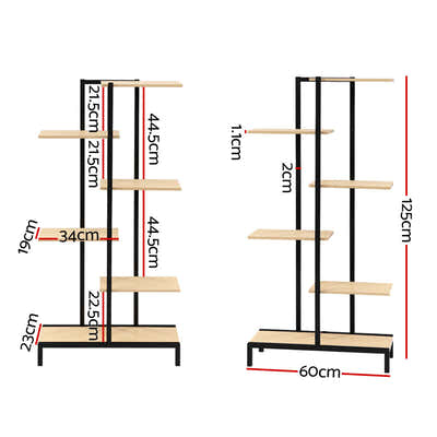 DS NA 6-tier Indoor Outdoor Metal Wood Plant Stand Garden Shelf Garden Display