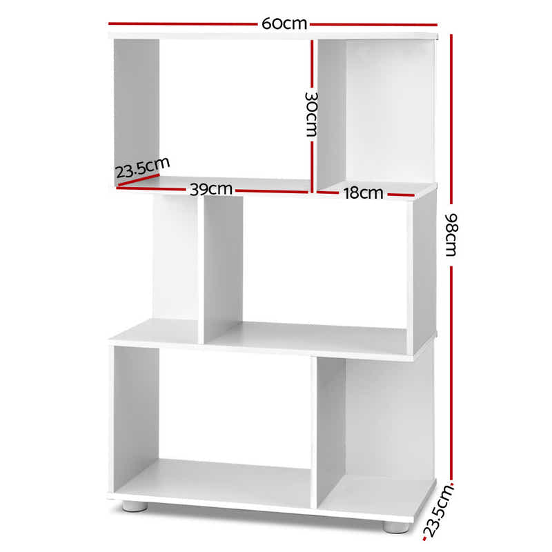 DS NA Artiss 3 Tier Zig Zag Bookshelf - White