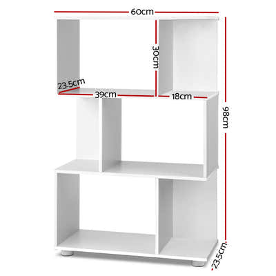 DS NA Artiss 3 Tier Zig Zag Bookshelf - White