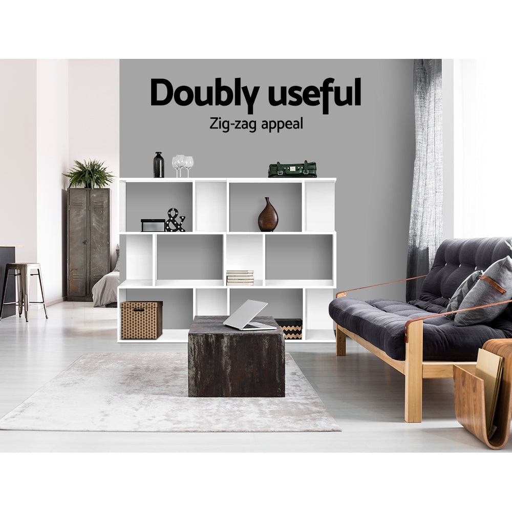 DS NA Artiss 3 Tier Zig Zag Bookshelf - White