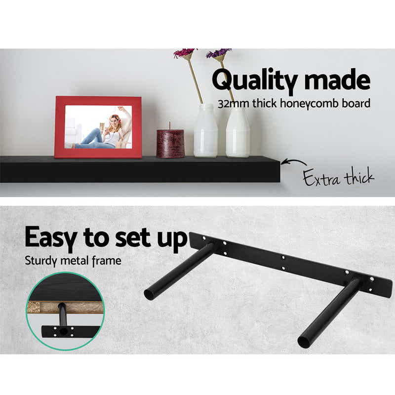 DS NA Artiss 3 Piece Floating Wall Shelves - Black