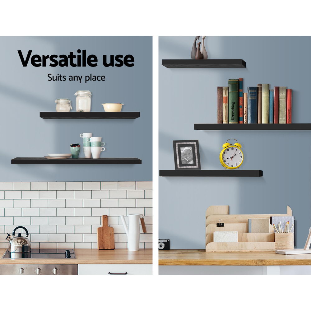 DS NA Artiss 3 Piece Floating Wall Shelves - Black