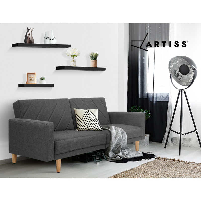 DS NA Artiss 3 Piece Floating Wall Shelves - Black