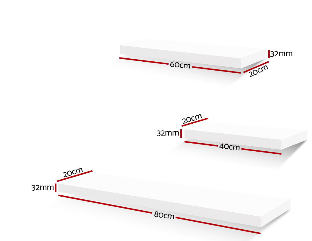 DS NA Artiss 3 Piece Floating Wall Shelves - White