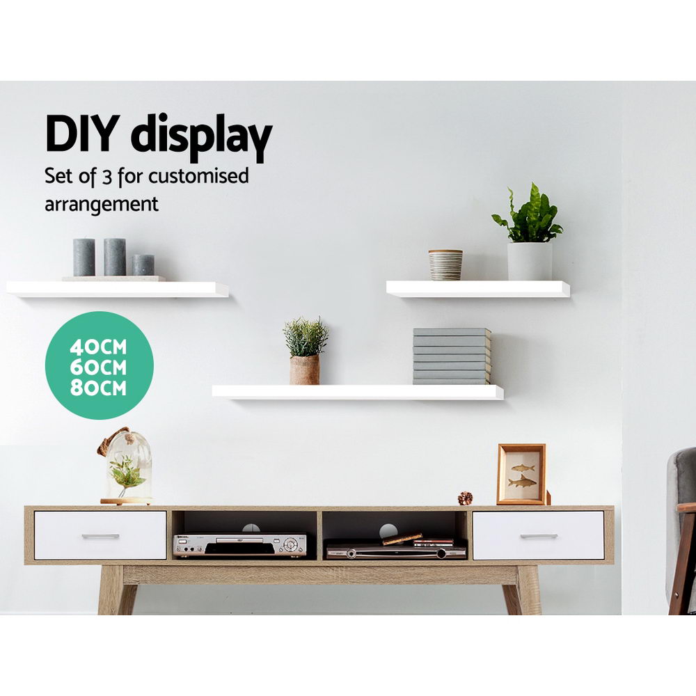 DS NA Artiss 3 Piece Floating Wall Shelves - White