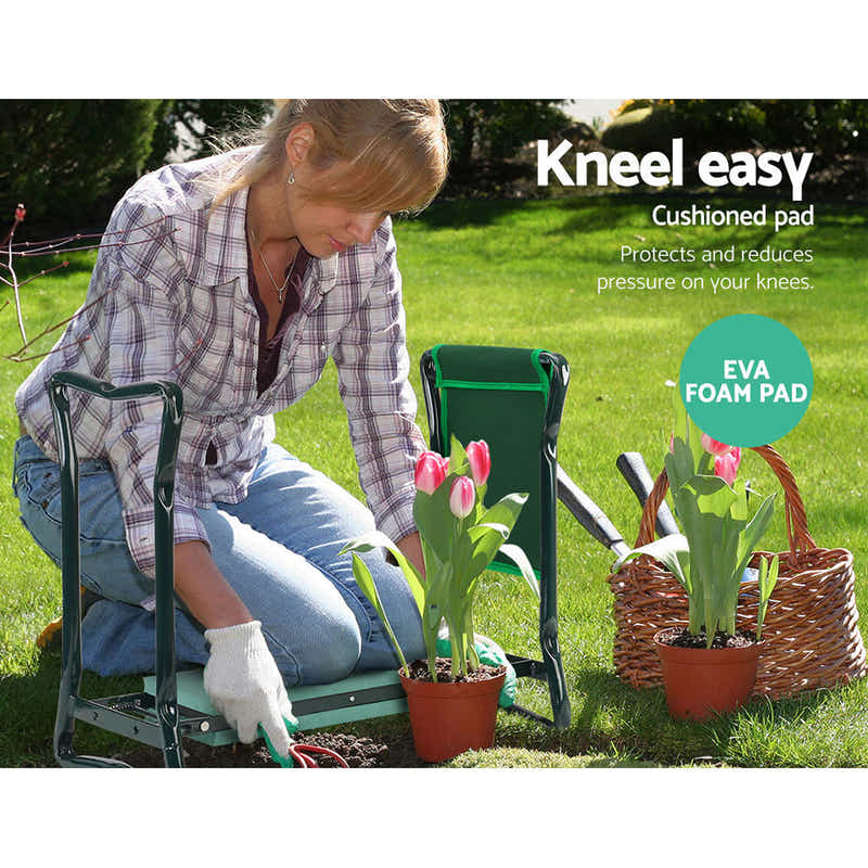 DS NA Garden Kneeler Padded Seat Stool Outdoor Bench Knee Pad Foldable 3-in-1