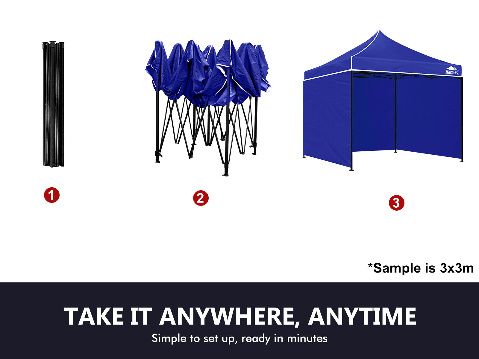 Gazebo Silver coated roof 3x4.5M Blue