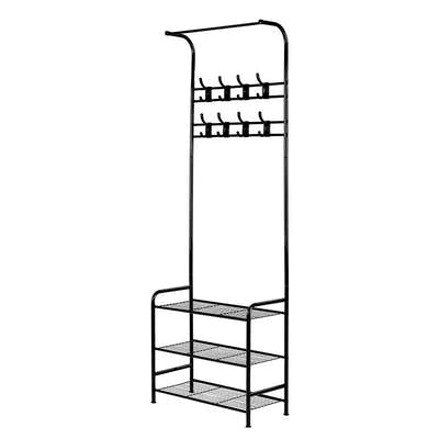 DS NA Clothes Rack Portable Hanger Airer Organiser Shoe Storage Metal Black