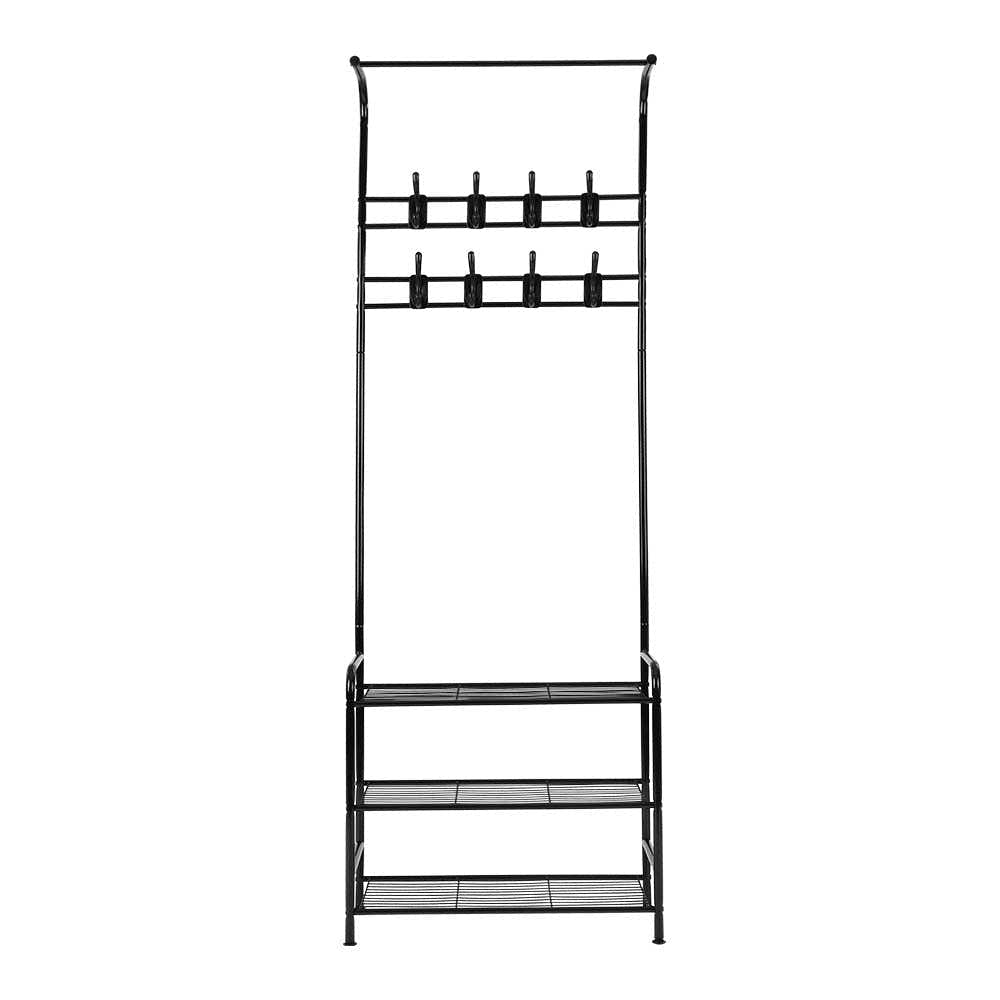 DS NA Clothes Rack Portable Hanger Airer Organiser Shoe Storage Metal Black