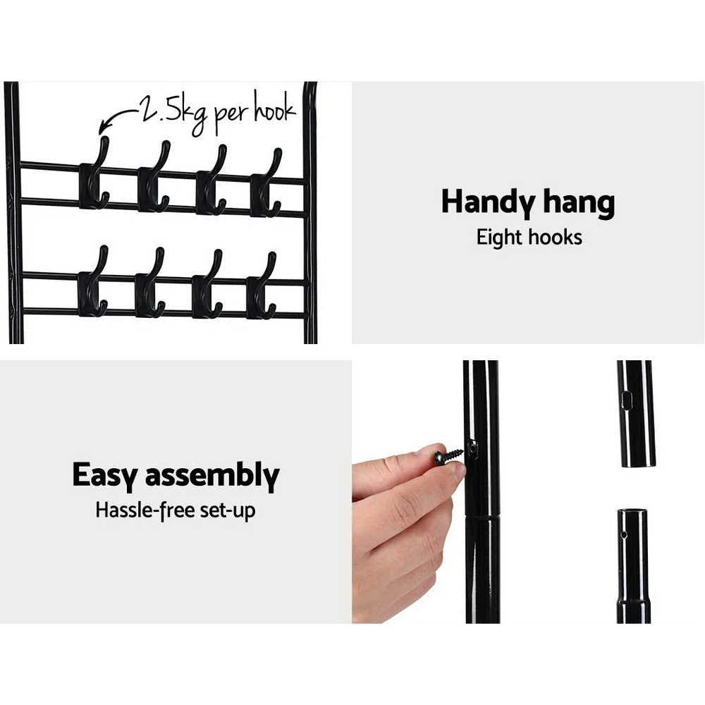 DS NA Clothes Rack Portable Hanger Airer Organiser Shoe Storage Metal Black