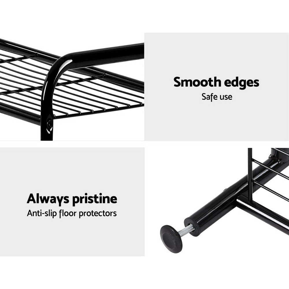 DS NA Clothes Rack Portable Hanger Airer Organiser Shoe Storage Metal Black