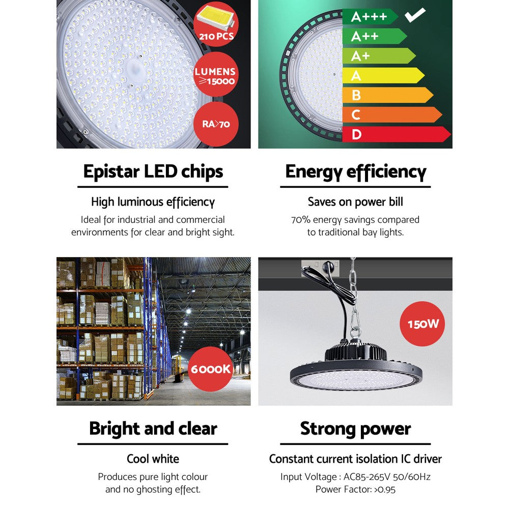 DS NA Leier LED High Bay Lights Light 150W Industrial Workshop Warehouse Gym BK