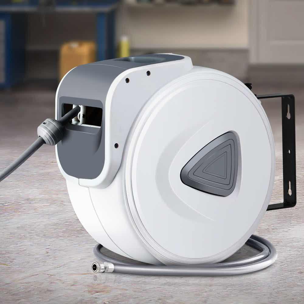 DS NA Air Hose Reel 10m Retractable Rewind Swivel Wall Mount Compressor Garage