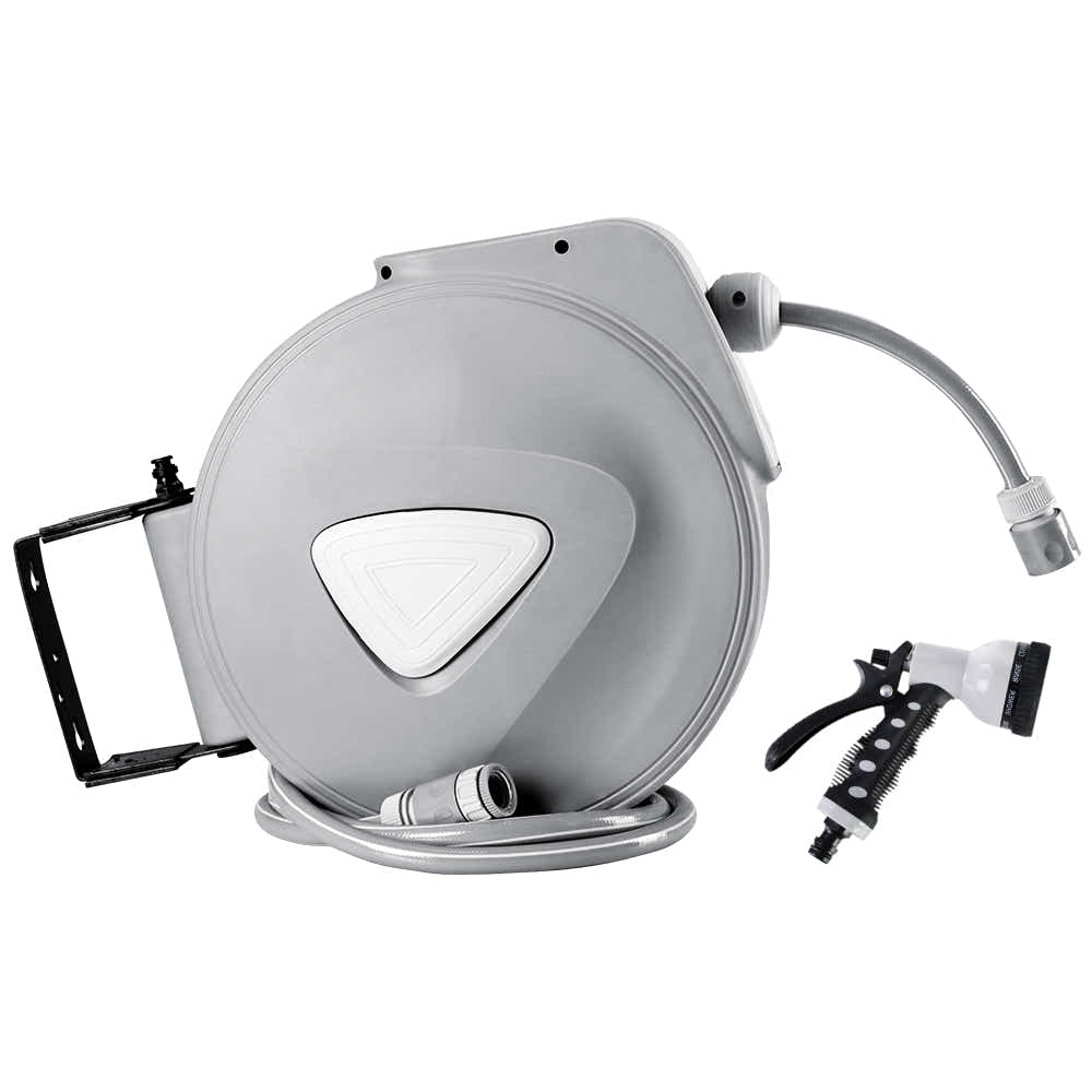 DS NA 10M Retractable Water Hose Reel Garden Storage AutoRewind Spray Gun