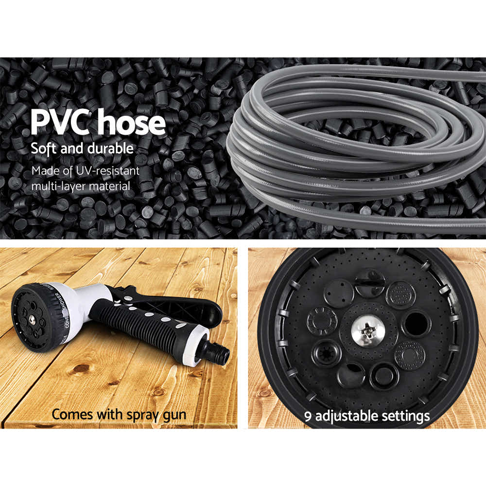 DS NA 10M Retractable Water Hose Reel Garden Storage AutoRewind Spray Gun