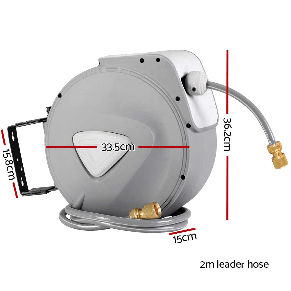 DS NA 20M Retractable Water Hose Reel Garden Storage AutoRewind Spray Gun