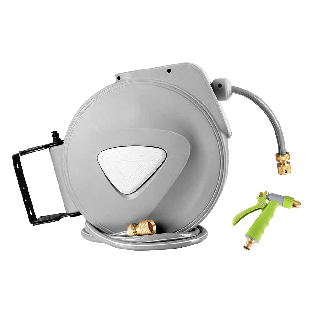 DS NA 20M Retractable Water Hose Reel Garden Storage AutoRewind Spray Gun