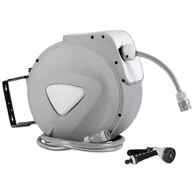DS NA 20M Retractable Water Hose Reel Garden Storage AutoRewind Spray Gun