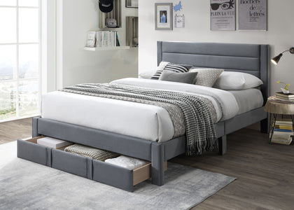 Heloise Fabric Bed With Drawer King Charcoal