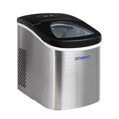 DS NA Devanti 2.4L Stainless Steel Portable Ice Cube Maker