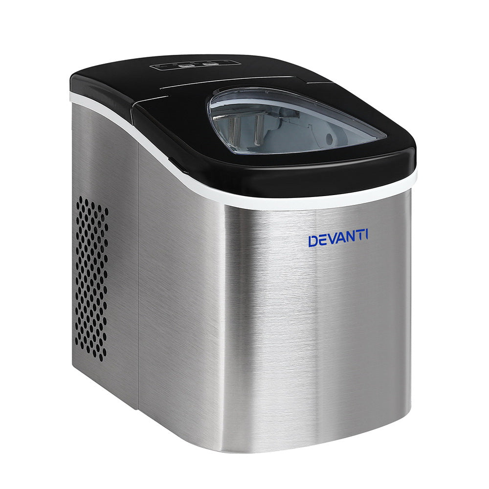 DS NA Devanti 2.4L Stainless Steel Portable Ice Cube Maker