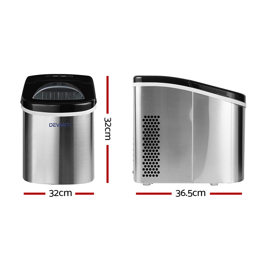 DS NA Devanti 2.4L Stainless Steel Portable Ice Cube Maker