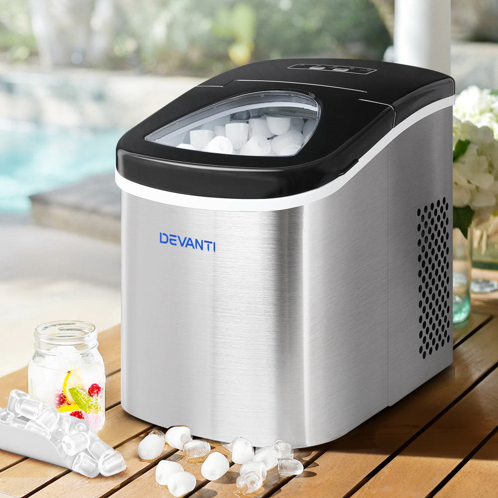 DS NA Devanti 2.4L Stainless Steel Portable Ice Cube Maker