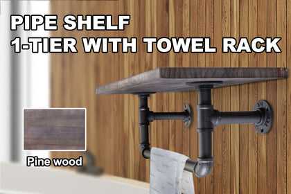 Pipe Shelf 1-Tier With Towel Rack
