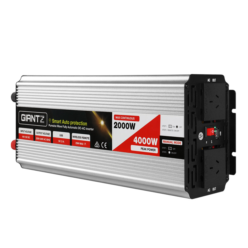 DS NA Power Inverter 2000W or 4000W Pure Sine Wave 12V-240V Camping Boat Caravan