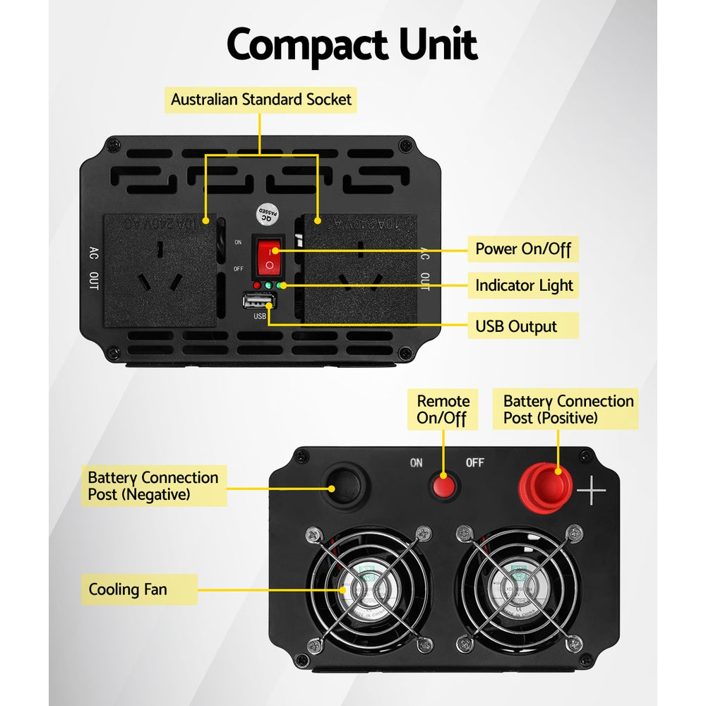 DS NA Power Inverter 2000W or 4000W Pure Sine Wave 12V-240V Camping Boat Caravan