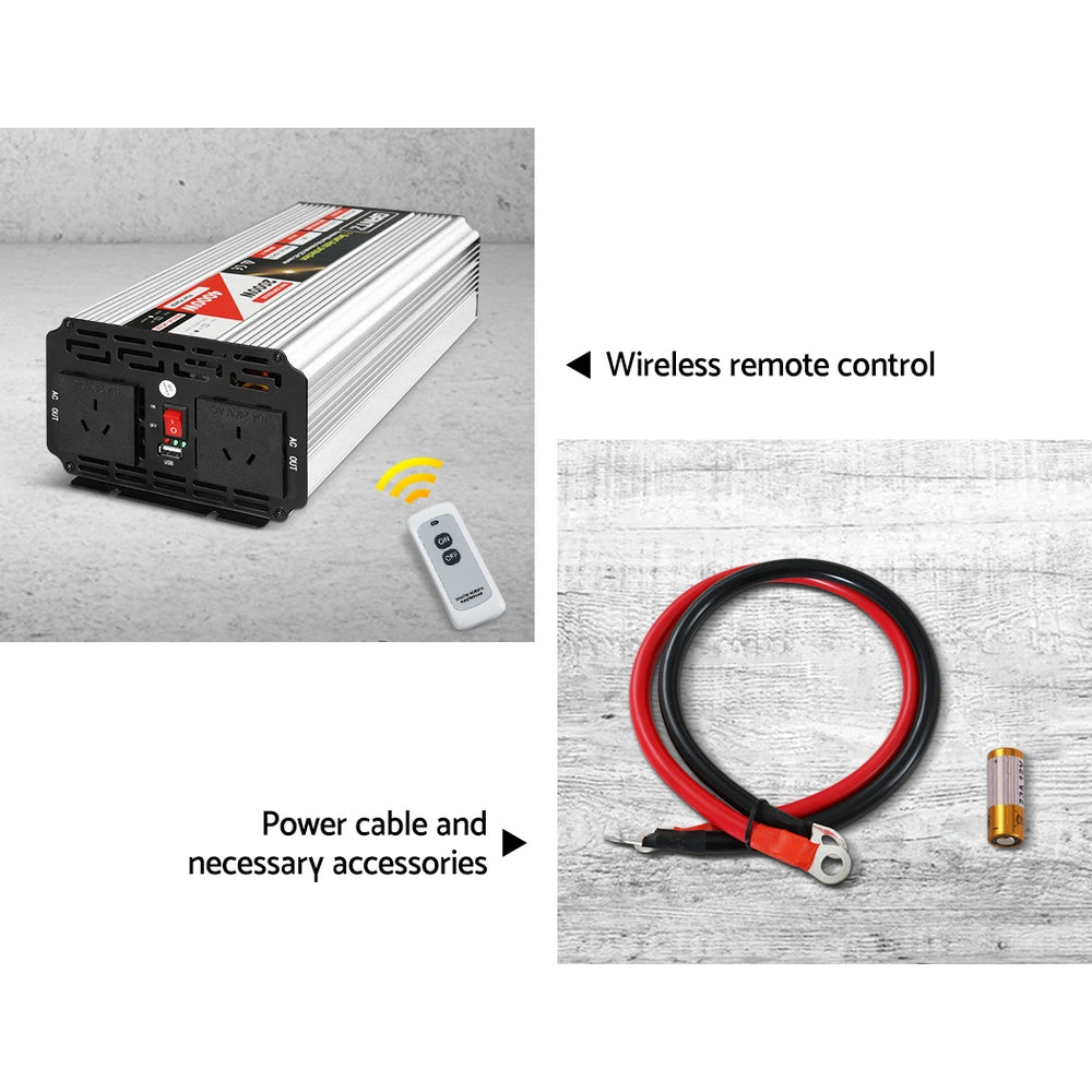 DS NA Power Inverter 2000W or 4000W Pure Sine Wave 12V-240V Camping Boat Caravan