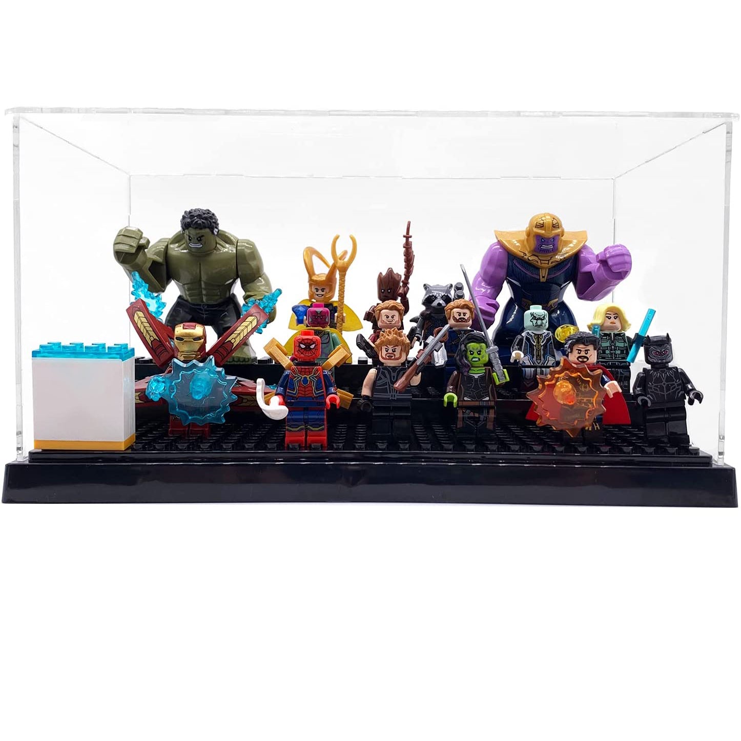 DS BS 2 Pack Display Case for Minifigures Action Figures Block-Black