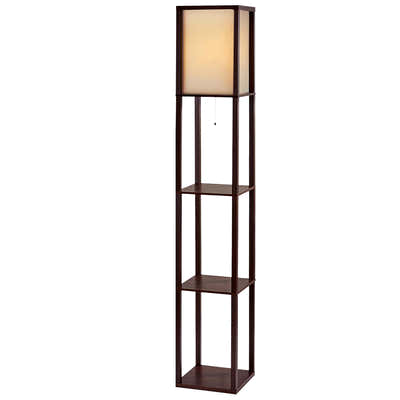 DS NA Floor Lamp Vintage Reding Light Stand Wood Shelf Storage Organizer Home