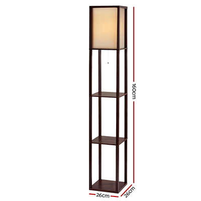 DS NA Floor Lamp Vintage Reding Light Stand Wood Shelf Storage Organizer Home